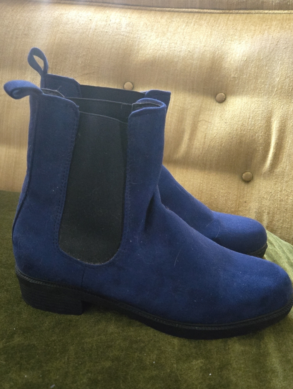Source Unknown Navy Blue Suede Chelsea Ankle Boots